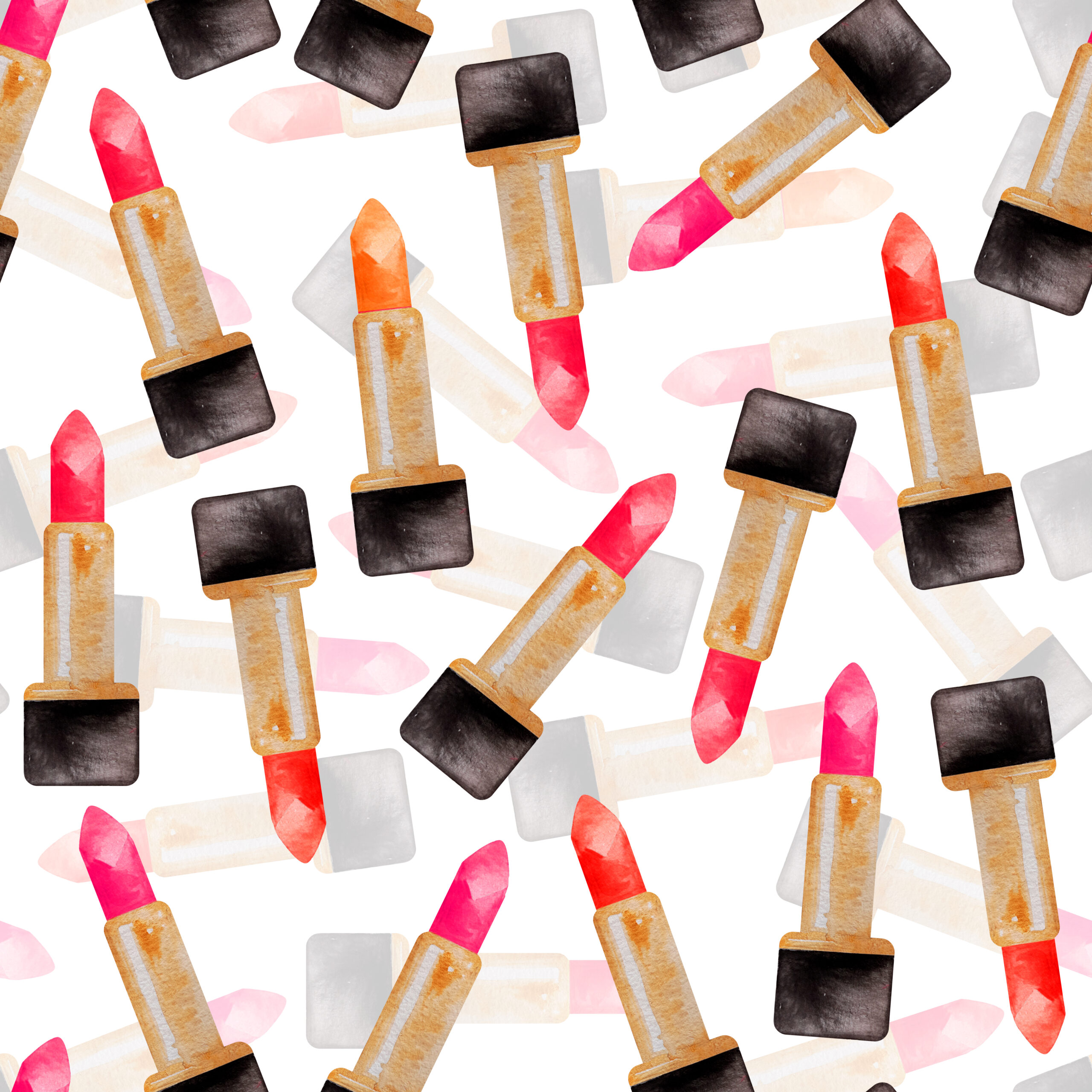Lipstick for women in different shades watercolor illustration.