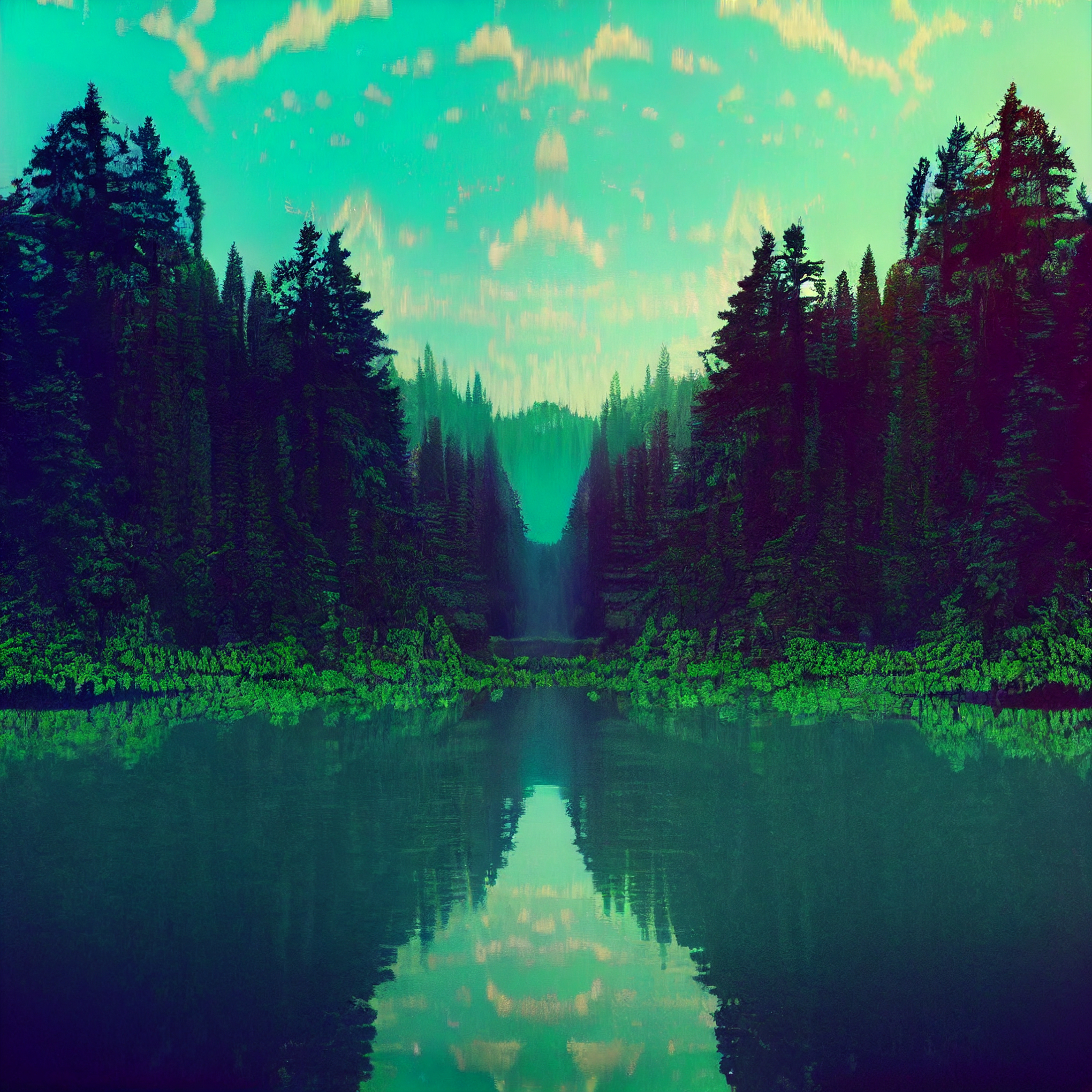 vaporwave-lake-with-reflection-forest-trees-landscape-synthwave-illustration